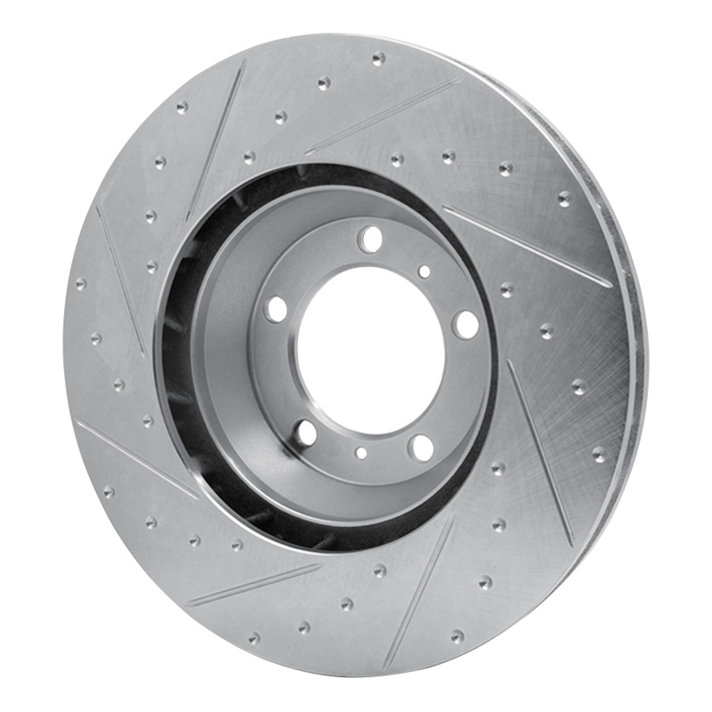 Porsche Panamera Brake Rotor (1) - Right Front - R1 Concepts - Drilled & Slotted - Silver - `17-`23